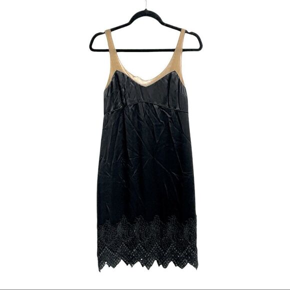 LAUNDRY By Design Black Silk Sleeveless Silk Sheath Tank Mini Cocktail Dress 0 - Picture 1 of 5